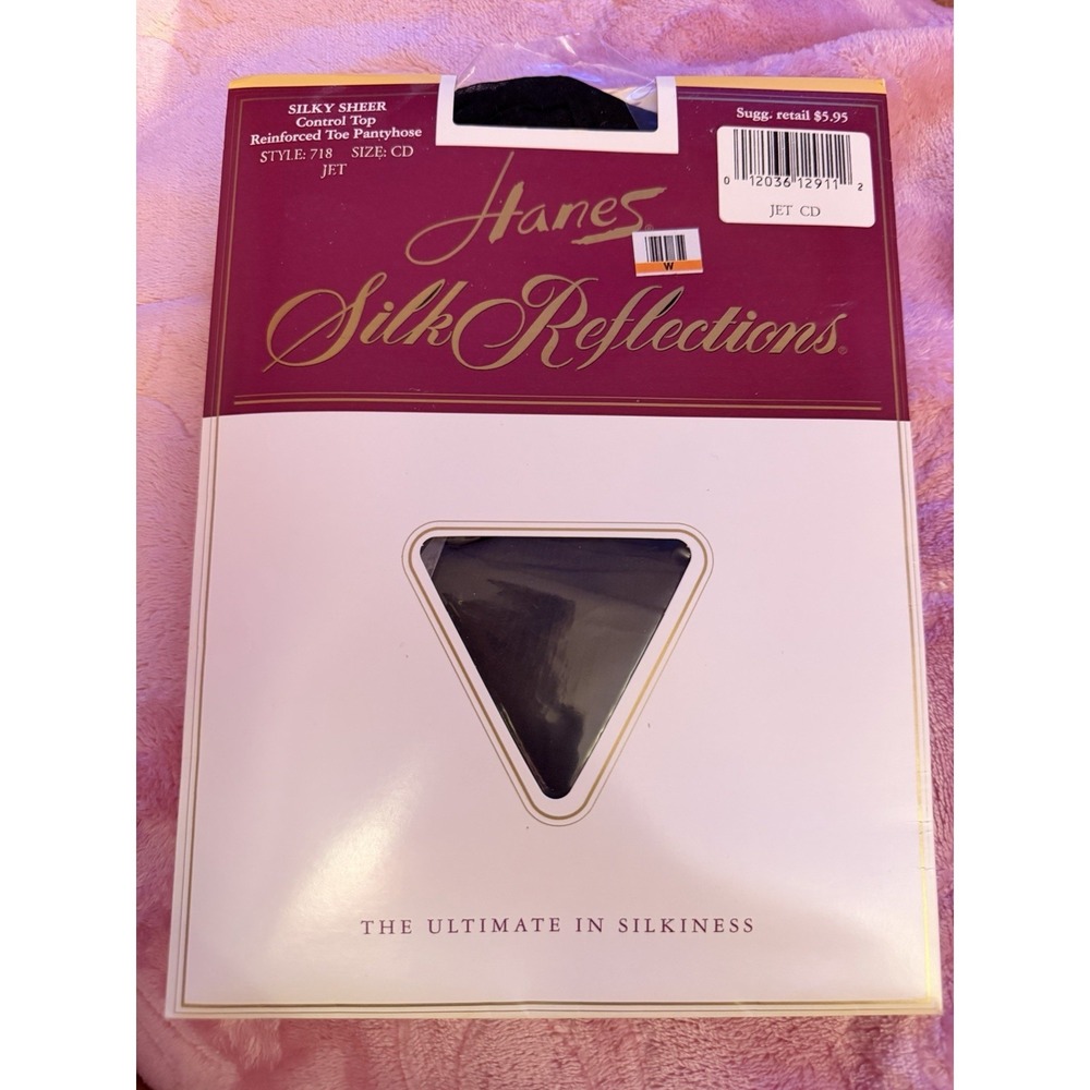 VTG Hanes Silk Reflections Pantyhose Style 718 CD Jet Reinforced Toe NOS